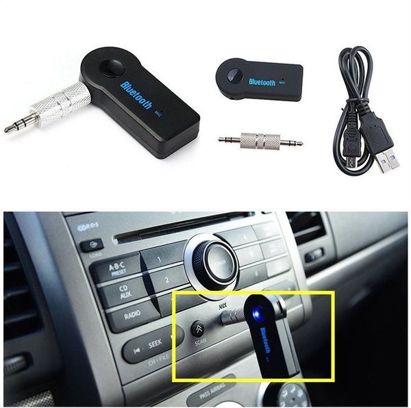 

cgjxsuniversal 3 .5mm bluetooth car kit a2dp wireless fm transmitter aux audio music receiver adapter handswith mic for phone mp3 retai