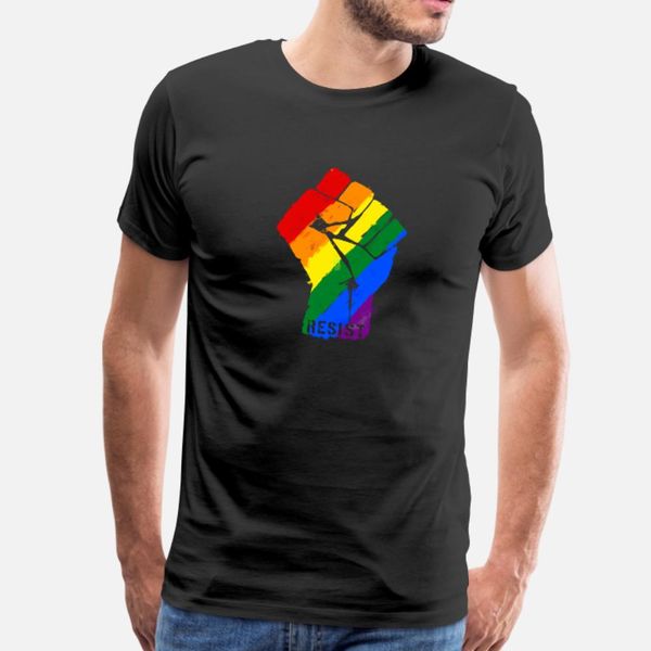 

resist rainbow flag fist lgbt t shirt men printing tee shirt s-xxxl slim interesting authentic summer standard shirt