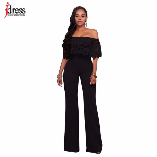 

idress lace crochet rompers women jumpsuit strapless bodycon jumpsuit wide leg black white yellow long pant romper overalls