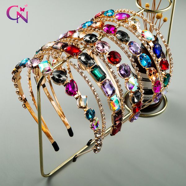 

cn 5 pcs/lots baroque women headband makeup hairbands for girls geometric crystal rhinestone hair accessories wedding jewelry