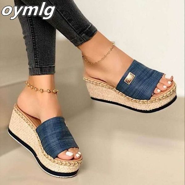 

puimentiua platform wedges slippers women sandals 2020 new female shoes fashion heeled shoes casual summer slides slippers women, Black