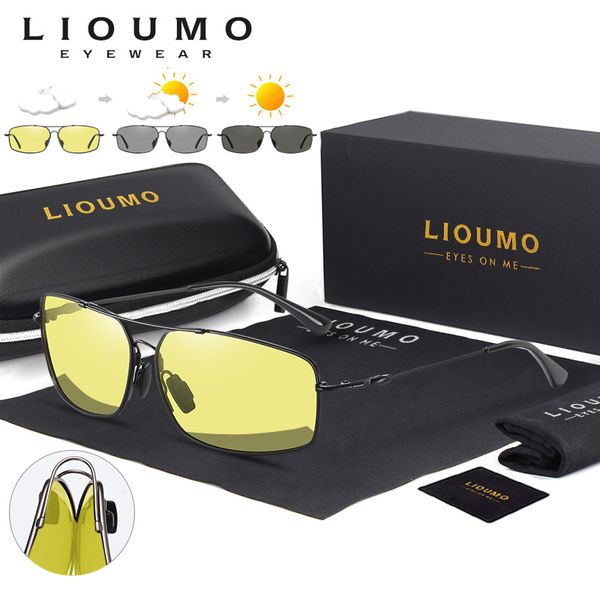 

2020 fashion memory metal sunglasses men polarized pchromic day night driving glasses women discoloration lens lentes de sol, White;black