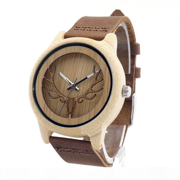 

2016 design bamboo wooden quartz watches men women retro genuine leather wristwatch, Slivery;brown