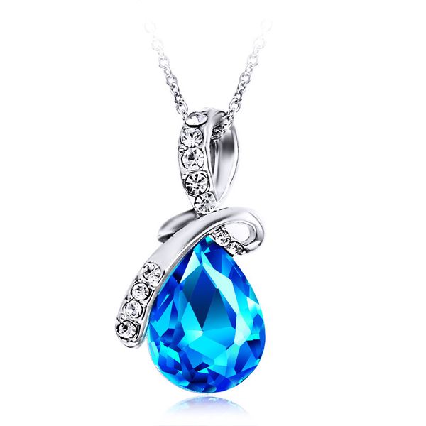 

choker sells high-grade crystal necklace fashion of angels tears drop pendant chain manufacturer wholesale sautoir clavicle, Silver