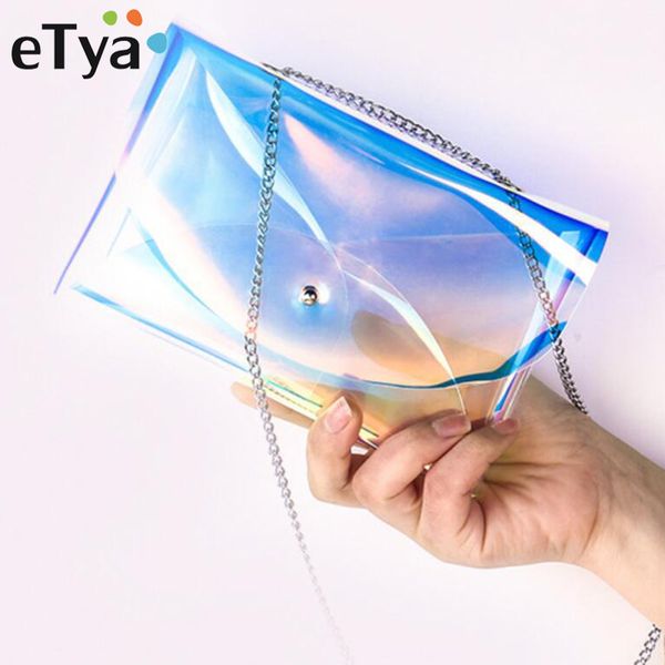 

etya crossbody bags for women fashion laser transparent waterproof small messenger shoulder beach bag lady chain handbag 2020