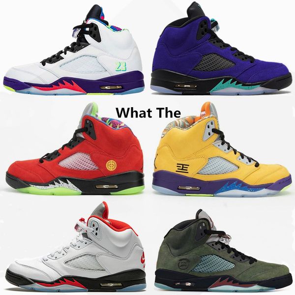

2020 new what the 5 jumpman basketball shoes 5s fire red alternate bel-air grape travis scotts mens trainers sports sneakers size 40-47, White;red