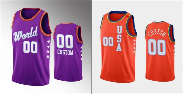 

men's custom 2020 rising star nba world team purple jersey game team usa, Black