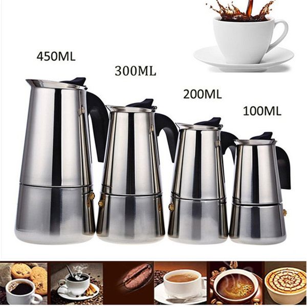 

electric kettles 2/4/6/9 cups coffee maker pot stainless steel mocha espresso latte stovefilter moka for kitchen