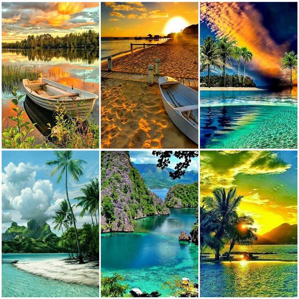 

azqsd unframe coloring by numbers on canvas landscape handpainted gift diy oil painting by numbers river children's room decor