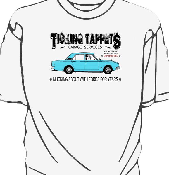 

sport tshirt summer cool funny t-shirt 'ticking tappets garage services' t-shirt. classic american car fans corsairfitness t