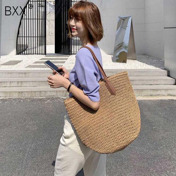 

bxx] 2020 summer vintage straw hand-woven bags for womens high capacity handbag casual ladies travel beach shoulder bag hn002