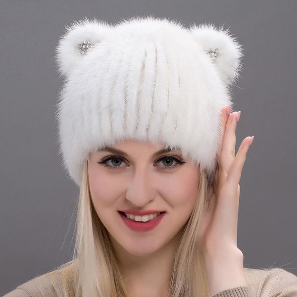

women winter fur head caps knitted hat cute cat style hat new fashion russian style dhy17-24, Blue;gray