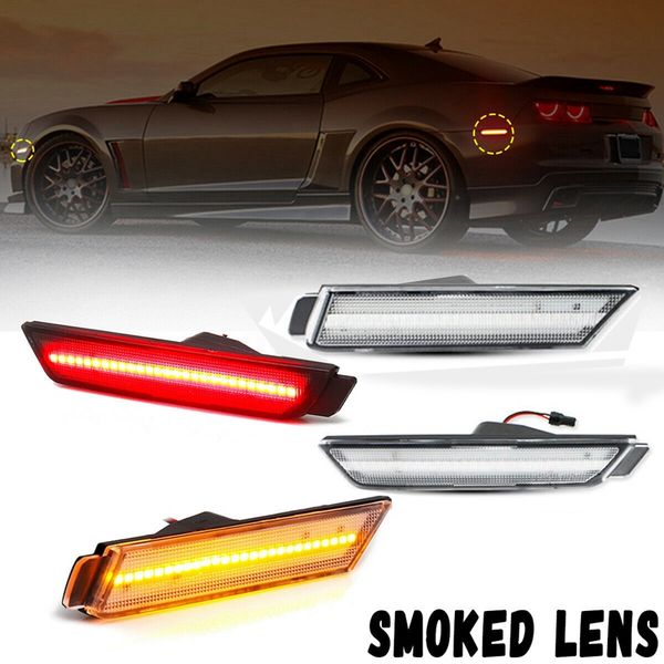 

4pcs led side light brake reflector light 96 smd led indicators for 2010-2020 chevy camaro trun signal lights (amber/red