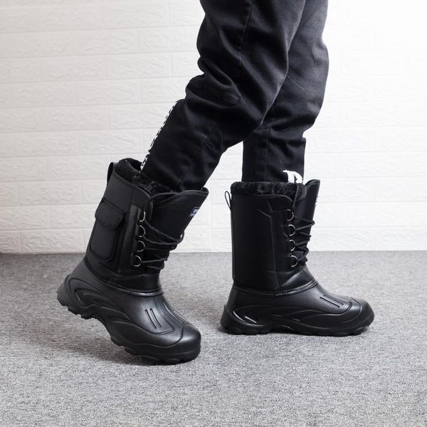 

puimentiua quality waterproof winter women/men boots keep warm snow boots ladies lace-up comfortable chaussures femme, Black