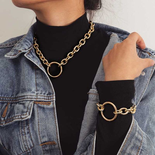 

ghidbk minimalist geometrical shaped o chain bangle bracelets statement big hollow bracelet simple everyday bangles demo jewelry, Black