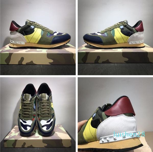 

new shoes fashion stud camouflage sneakers shoes footwear men,women flats luxury designer rockrunner trainers casual shoes l28, Black