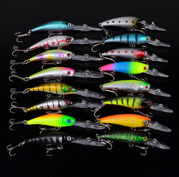 

16pcs/set minnow fishing lures mixed 2 models 16 color minnow fishing wobblers crankbaits mix fishing tackle