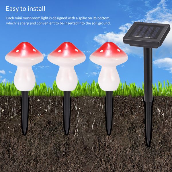 

9 led solar mushroom waterproof stake lights led outdoor lawn light decorative ground plug lamp for garden yard