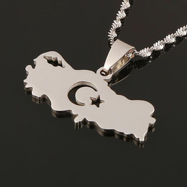 

stainless steel fashion turkey pendant necklace for women men map flag jewelry, Silver