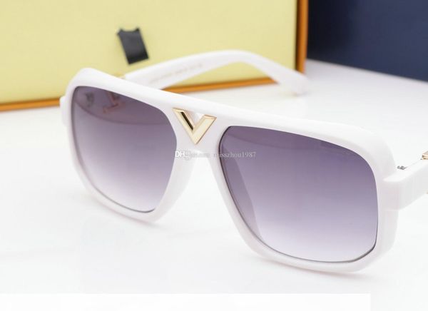 

the latest selling popular fashion for men women designer sunglasses square plate metal combination frame anti-uv400 with box, White;black