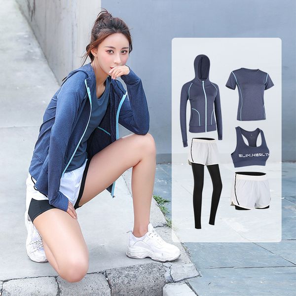 

sport bra yoga suit woman seamless running tracksuit sportswear gym crop yoga pant fitness clothes leggings 5pcs set, White;red