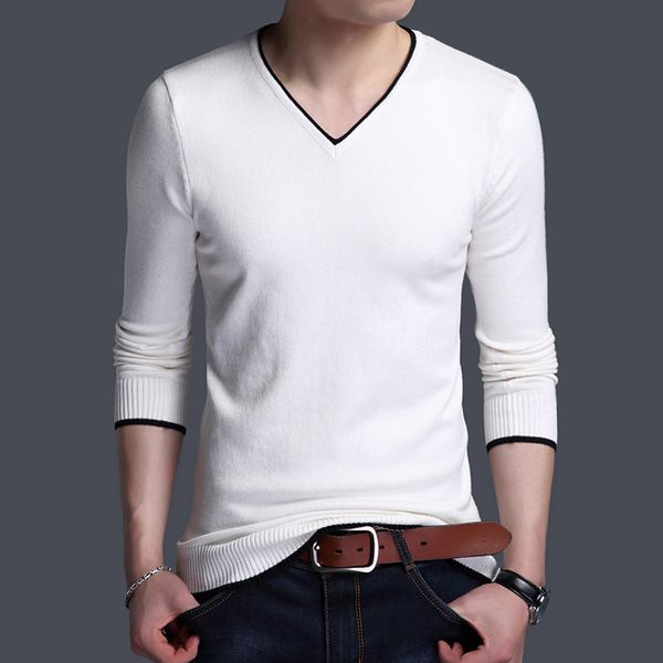

mens knitting sweaters men cashmere pullovers 2020 autumn winter fashion v-neck solid slim fit mens casual sweater quality, White;black