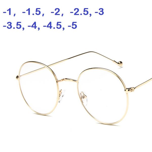 

1 -1.5 -2 -2.5 -3 -3.5 -4 -4.5 -5.0 -5.5 -6.0 classic myopia glasses women men optical glasses metal eyewear frame, White;black