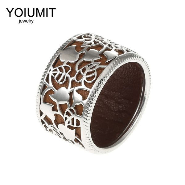 

cremo leaves rings fine jewelry for women accessories bijoux yoiumit hollow interchangeable leather finger rings bijoux femme, Golden;silver