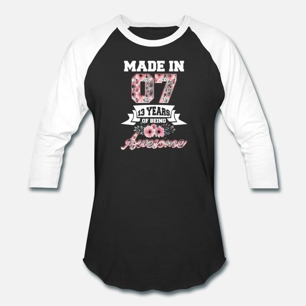 

made in 07 13th birthday gift born in 2007 t shirt men designs cotton o neck outfit interesting fashion summer style letter shirt