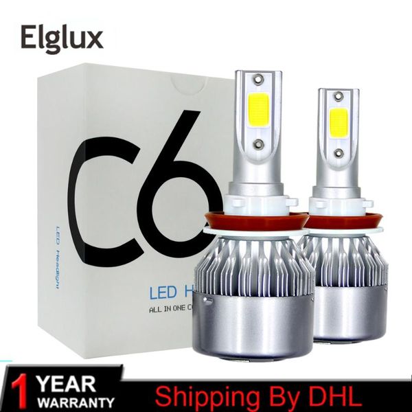

c6 led car headlights 80w 8000lm cob auto headlamp bulbs h1 h3 h4 h7 h11 880 9004 9005 9006 9007 car styling lights