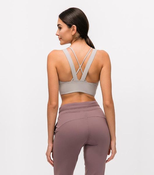 

women yoga fitness sports bras vest-type strappy naked-feel fabric joggers gym bras push up sportswear, White;black