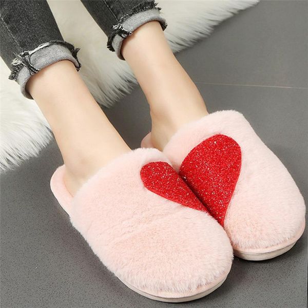 

fashion women cotton slippers round toe winter lady mixed color comfortable indoor slip on faux fur warm female house shoes 70, Black
