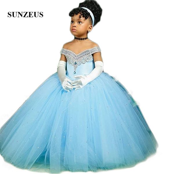 

girl's dresses princess ball gown flower girls sweetheart off shoulder blue pageant party dress dazzling beaded sequins sf54, Red;yellow