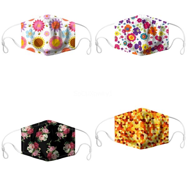 

fashion printing face mask washable clhadults mask animals camouflage dens dustproof mouth cover#398, Black