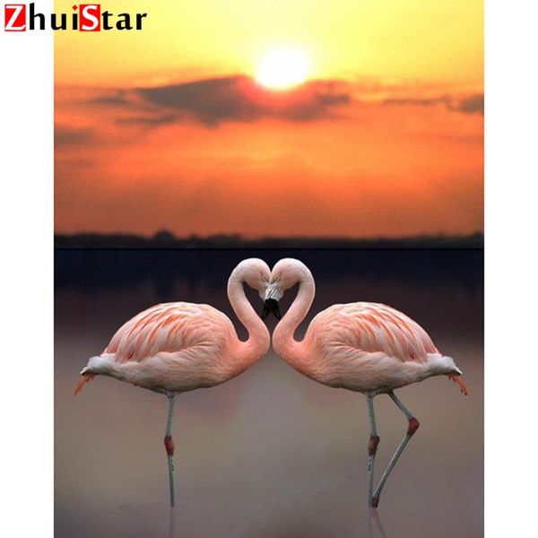 5D DIY Diamant-Malerei New Square Steine ​​rosa Flamingo Liebe Diamant-Stickerei-Verkaufs-Diamant-Mosaik Full Display Home Decor XY1