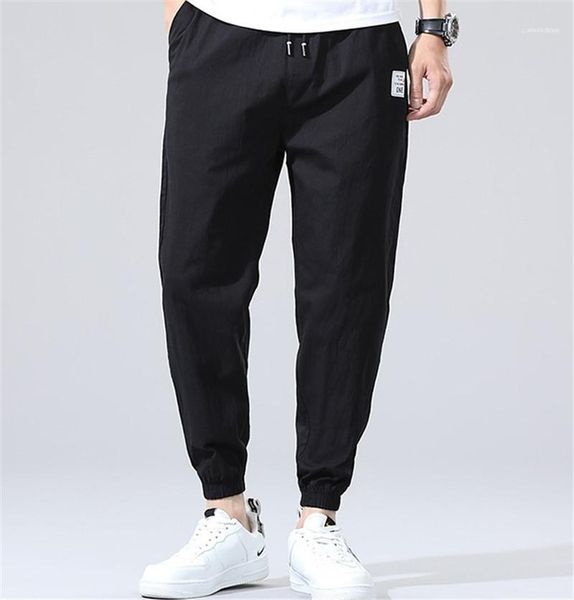 

trousers mens cargo pants fashion pocket active drawstring capris pants fitness mens pure color mid waist, Black