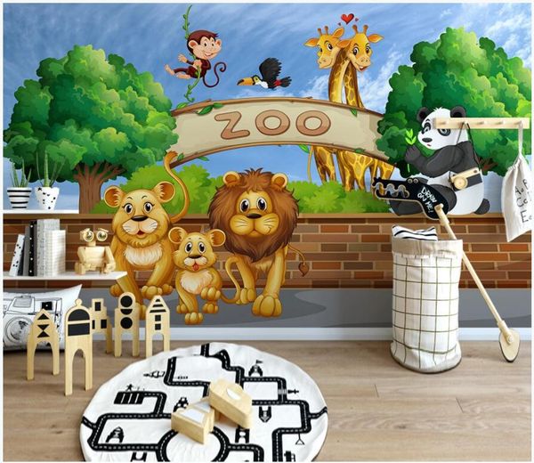 

3d wall murals wallpaper custom mural on the wall modern cute animal panda lion children's room home decor p wallpaper for walls 3 d