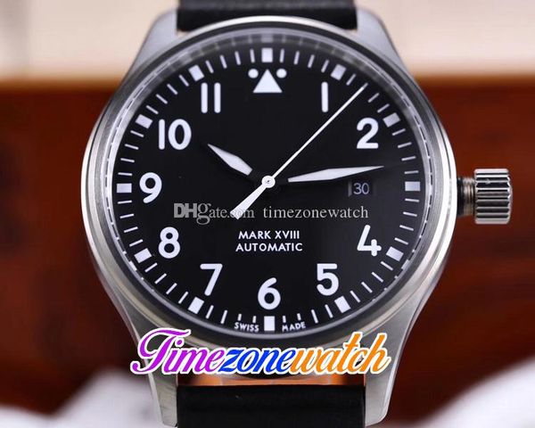 

new xviii steel case black dial white number markers miyota 8215 automatic mens watch black leather strap watches timezonewatch e90a1, Slivery;brown