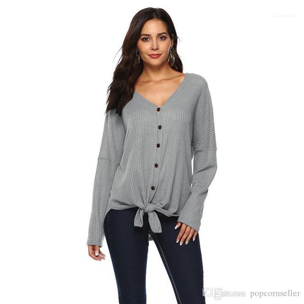 

and winter womens blouses loose irregular button long sleeve ladies v-neck shirts female new fashion clothing autumn, White