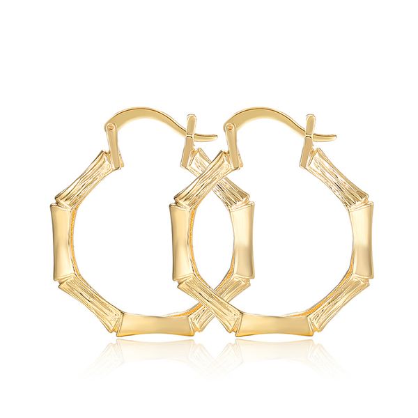 

3pairs/pack polygonal bamboo female earrings for women 's earrings for gold plated hoop jewelry wedding accessories, Golden;silver