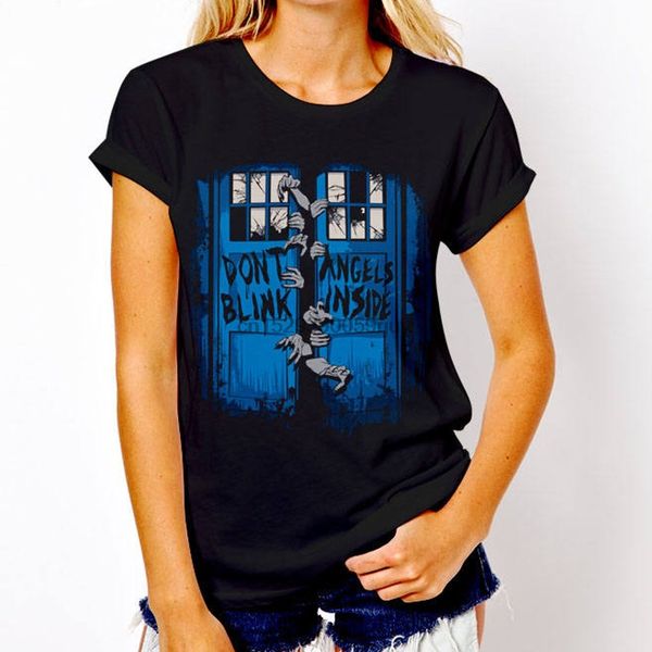 

смешные печати the walking dead angels tardis футболка halloween рубашка унисекс тройник черный цвет