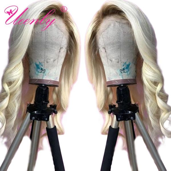 

lace wigs 13x4 front human hair pre plucked blond remy 613 brazilian body wave wig with baby bleached knots, Black;brown