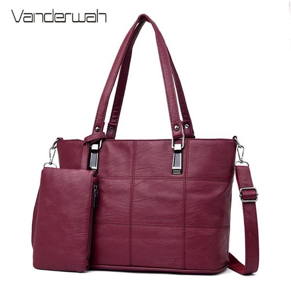 

2 sets leather casual tote sac purses and handbags luxury handbags women bags designer ladies shoulder hand bags for women bolsa