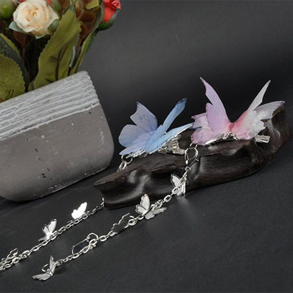 

vintage butterfly tassel hair clip japanese kimono headpiece costume women, Golden;silver