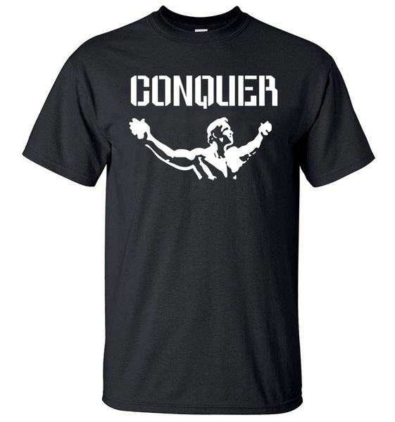 

arnold conquer musclefitting t-shirt men sports t shirt fitness men's 2020 summer 100% cotton gyms short sleeve shirts