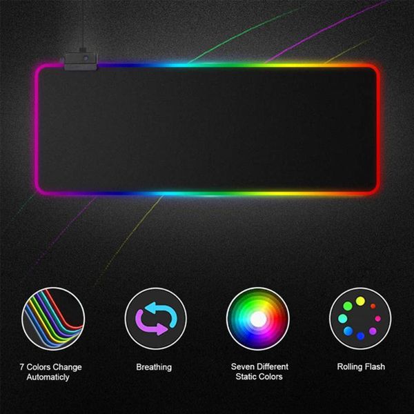 

usb wired colorful rgb mouse pad anti-slip rubber backlight gaming mice mat