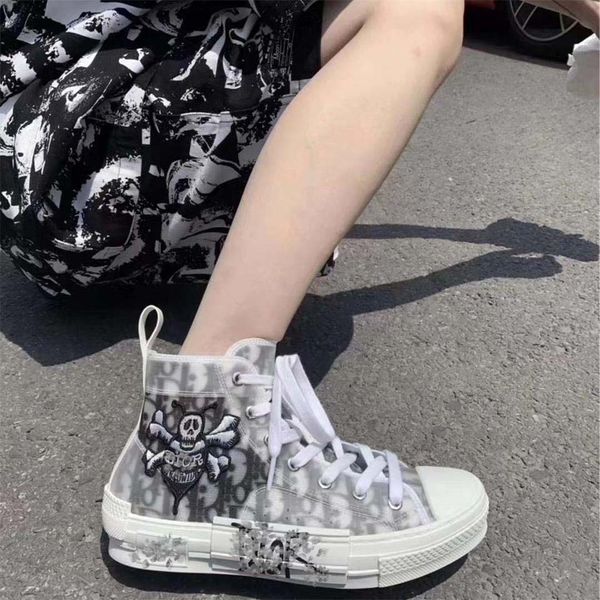 

2020 горячий продавать пчелиный вышивки косой конверс dior b23 homme kaws газетная shawn kanye west boots корзина повседневная обувь, Black