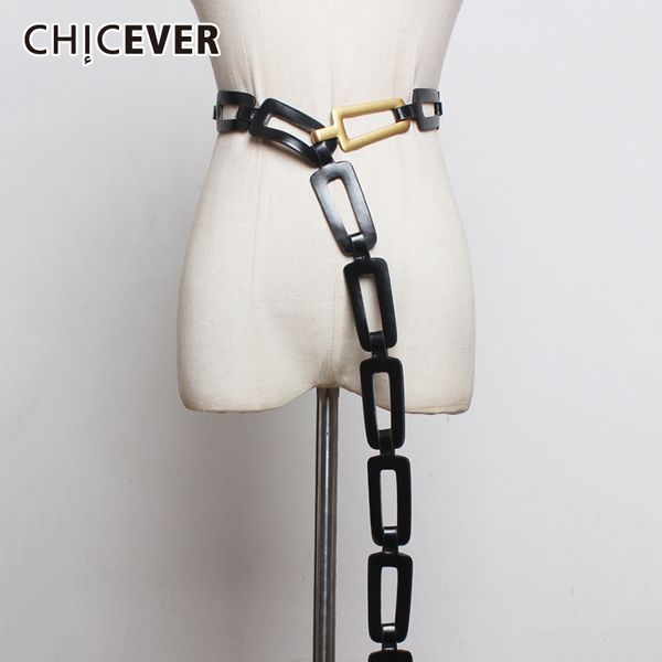

chicever korean pu leather hollow out women's belt hit color tunic female belts 2020 spring fashion clothing accessories new, Black;brown