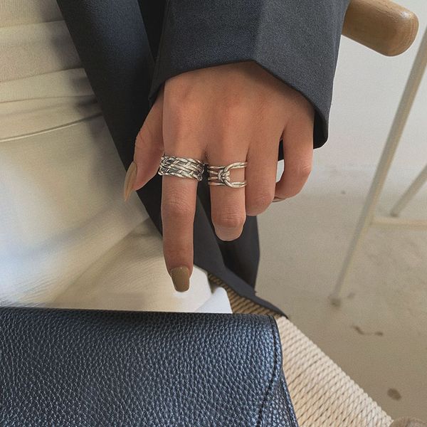 

vintage jewelry handmade woven cross winding knot thai silver color ring for women open finger ring gifts wholesale s-r651, Golden;silver