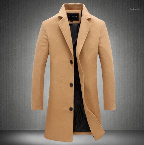 

fashion solid color single breasted overcoat mens long sleeve outerwear mens designer winter long wool coats, Black
